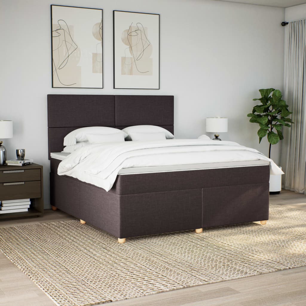Giroletto a Molle con Materasso Marrone Scuro 180x200cm Tessuto | homemem39