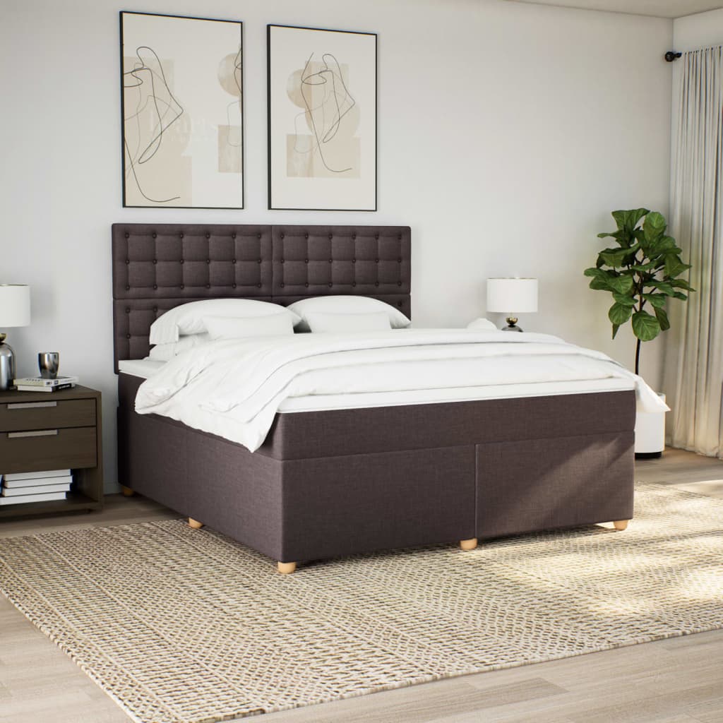 Giroletto a Molle con Materasso Marrone Scuro 180x200cm Tessuto | homemem39