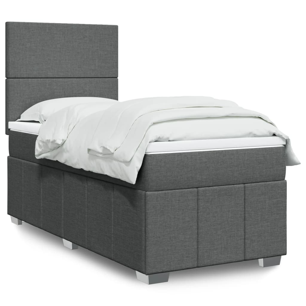 Giroletto a Molle con Materasso Grigio Scuro 90x190 cm Tessuto | homemem39