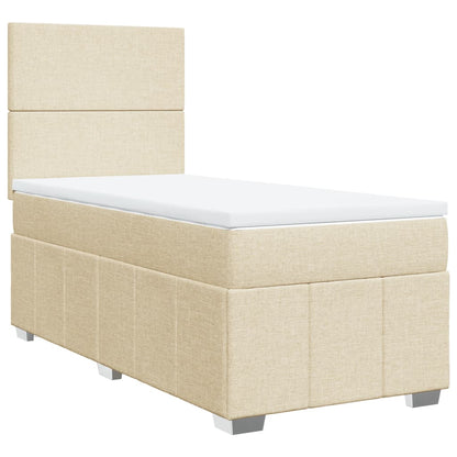 Giroletto a Molle con Materasso Crema 90x190 cm in Tessuto
