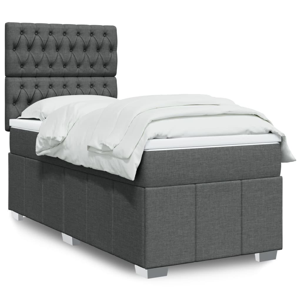 Giroletto a Molle con Materasso Grigio Scuro 90x190 cm Tessuto | homemem39