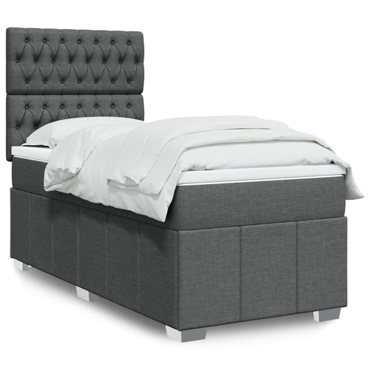 Giroletto a Molle con Materasso Grigio Scuro 90x190 cm Tessuto | homemem39