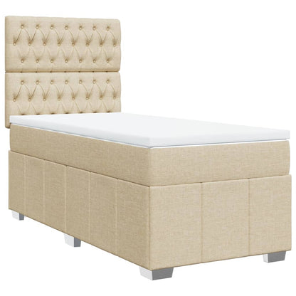 Giroletto a Molle con Materasso Crema 90x190 cm in Tessuto | homemem39