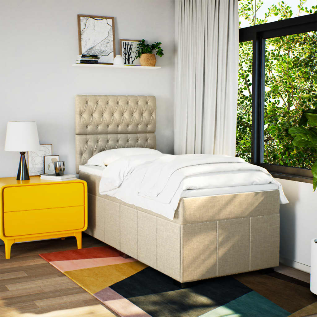 Giroletto a Molle con Materasso Crema 90x190 cm in Tessuto | homemem39