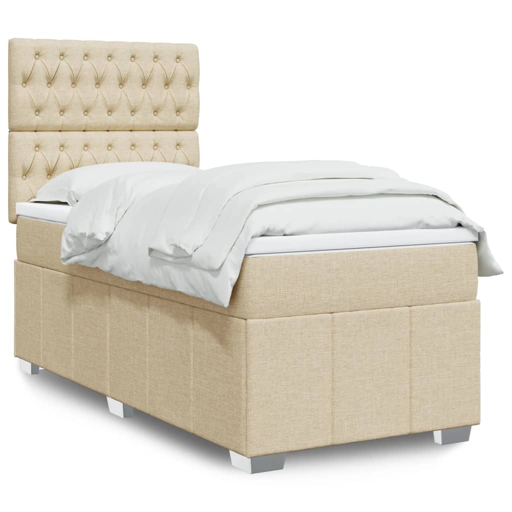 Giroletto a Molle con Materasso Crema 90x190 cm in Tessuto | homemem39