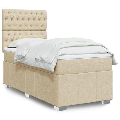 Giroletto a Molle con Materasso Crema 90x190 cm in Tessuto | homemem39