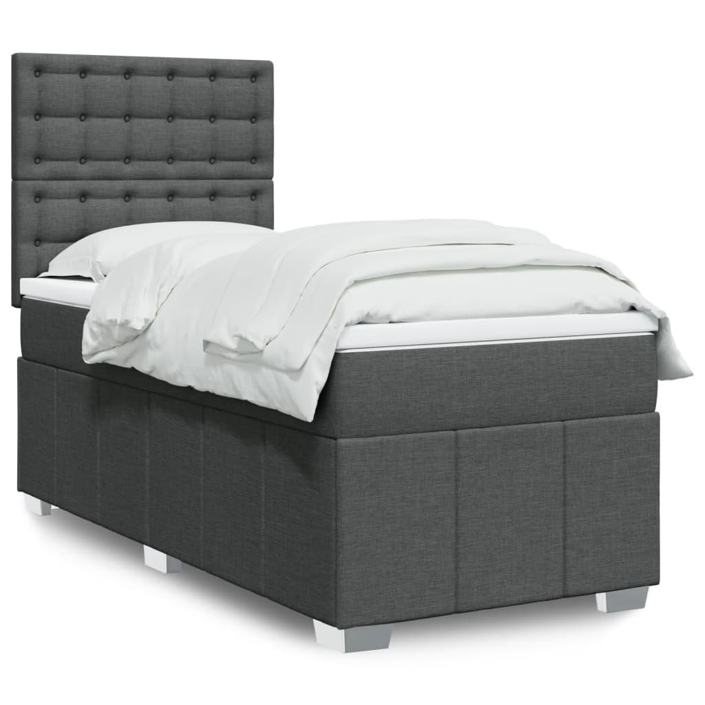 Giroletto a Molle con Materasso Grigio Scuro 90x190 cm Tessuto | homemem39