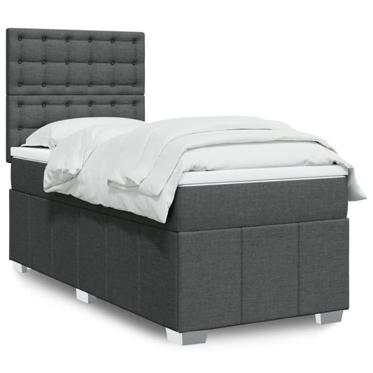 Giroletto a Molle con Materasso Grigio Scuro 90x190 cm Tessuto | homemem39