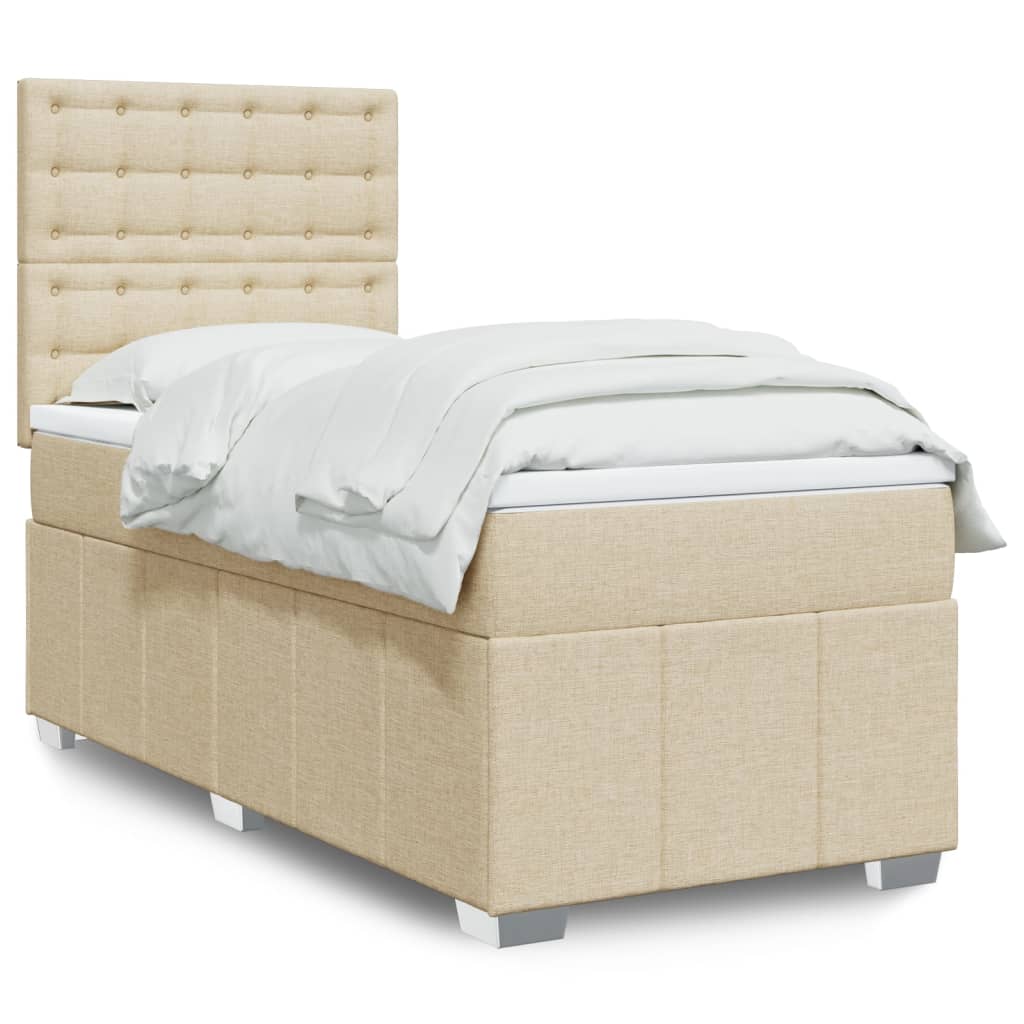 Giroletto a Molle con Materasso Crema 90x190 cm in Tessuto | homemem39