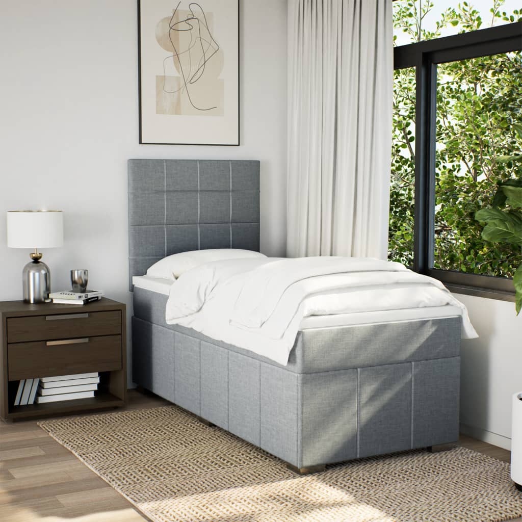 Giroletto a Molle con Materasso Grigio Chiaro 90x200 cm Tessuto | homemem39