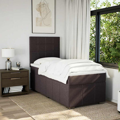 Giroletto a Molle con Materasso Marrone Scuro 90x200 cm Tessuto | homemem39