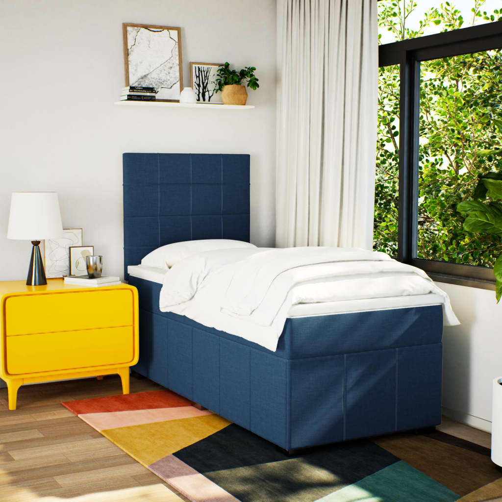 Giroletto a Molle con Materasso Blu 90x200 cm inTessuto | homemem39