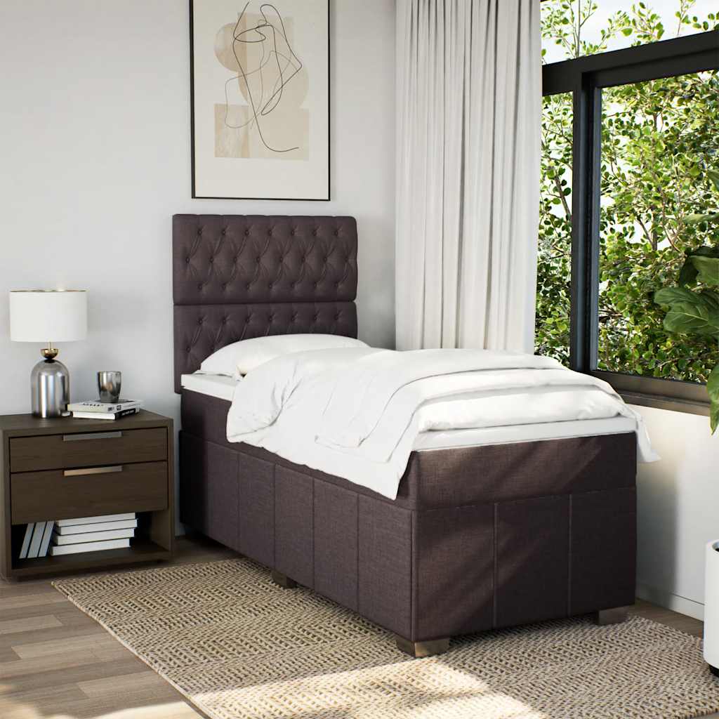 Giroletto a Molle con Materasso Marrone Scuro 90x200 cm Tessuto | homemem39