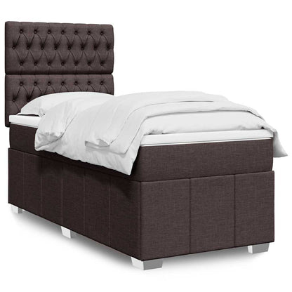 Giroletto a Molle con Materasso Marrone Scuro 90x200 cm Tessuto | homemem39