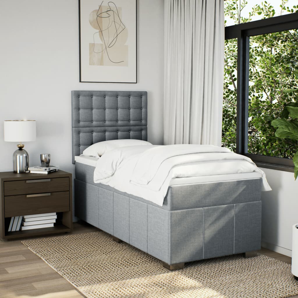 Giroletto a Molle con Materasso Grigio Chiaro 90x200 cm Tessuto | homemem39