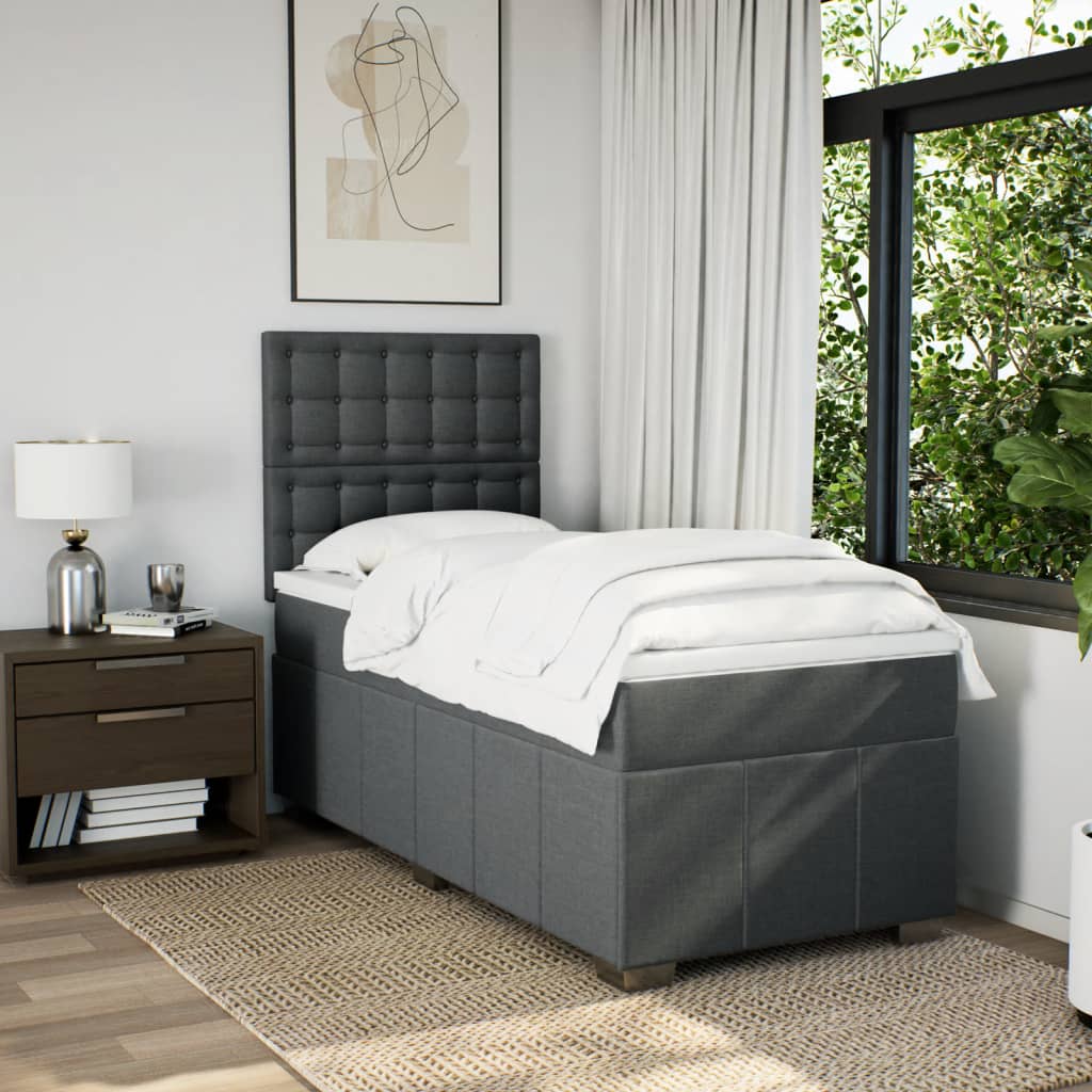 Giroletto a Molle con Materasso Grigio Scuro 90x200 cm Tessuto | homemem39