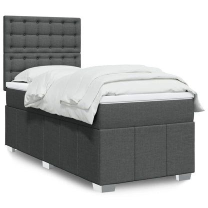 Giroletto a Molle con Materasso Grigio Scuro 90x200 cm Tessuto | homemem39