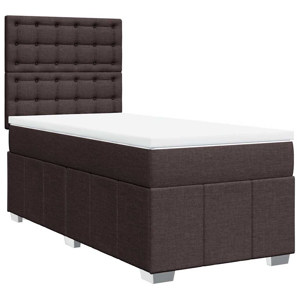 Giroletto a Molle con Materasso Marrone Scuro 90x200 cm Tessuto | homemem39