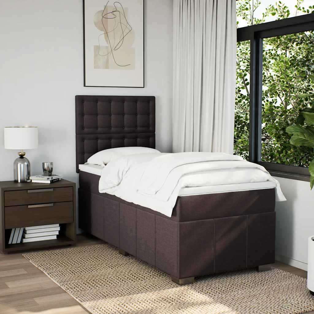Giroletto a Molle con Materasso Marrone Scuro 90x200 cm Tessuto | homemem39