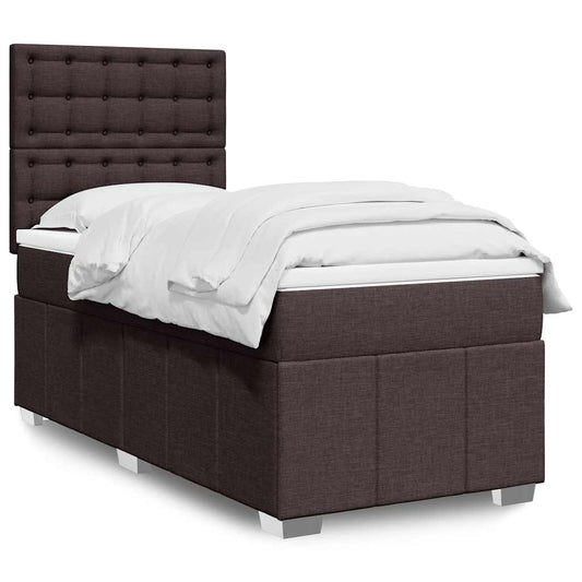 Giroletto a Molle con Materasso Marrone Scuro 90x200 cm Tessuto | homemem39