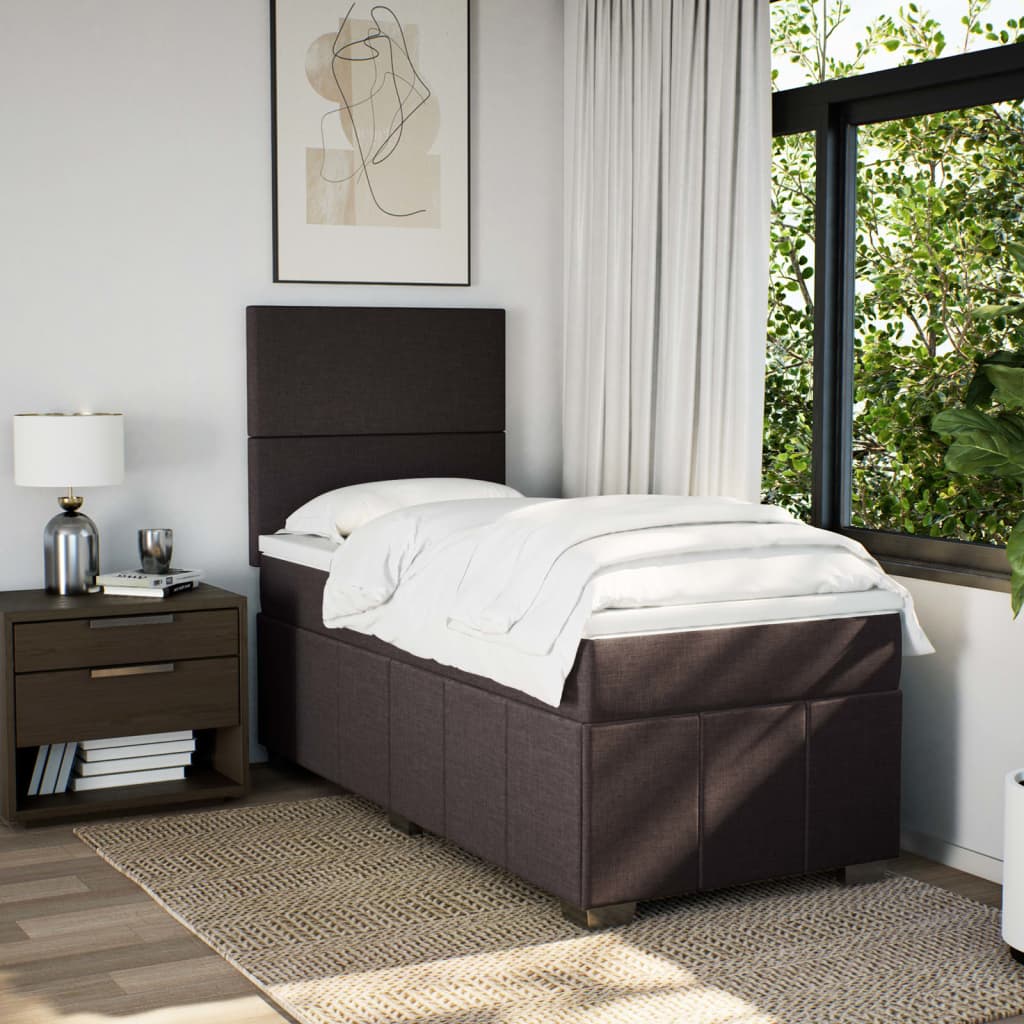 Giroletto a Molle con Materasso Marrone Scuro 100x200cm Tessuto | homemem39