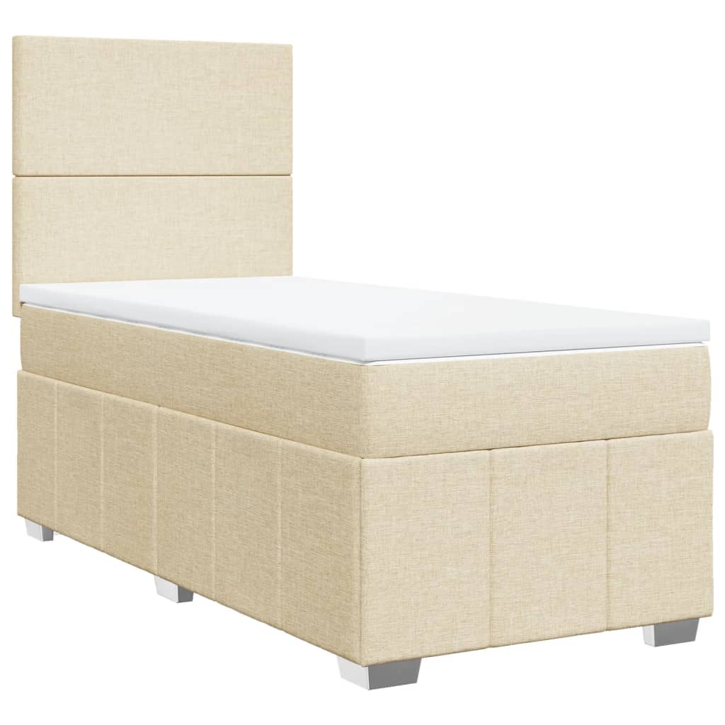 Giroletto a Molle con Materasso Crema 100x200 cm in Tessuto | homemem39