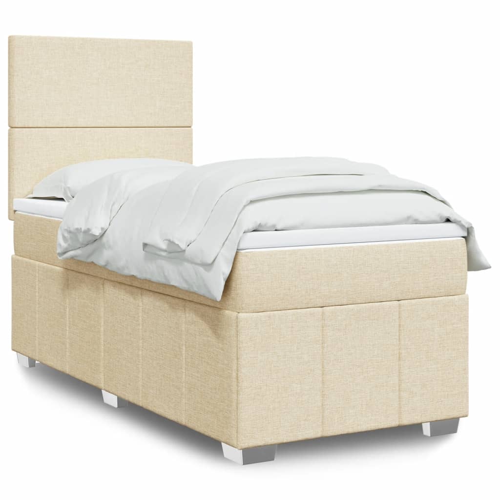 Giroletto a Molle con Materasso Crema 100x200 cm in Tessuto | homemem39