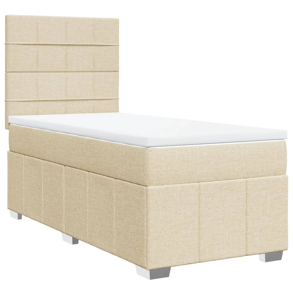 Giroletto a Molle con Materasso Crema 100x200 cm in Tessuto | homemem39