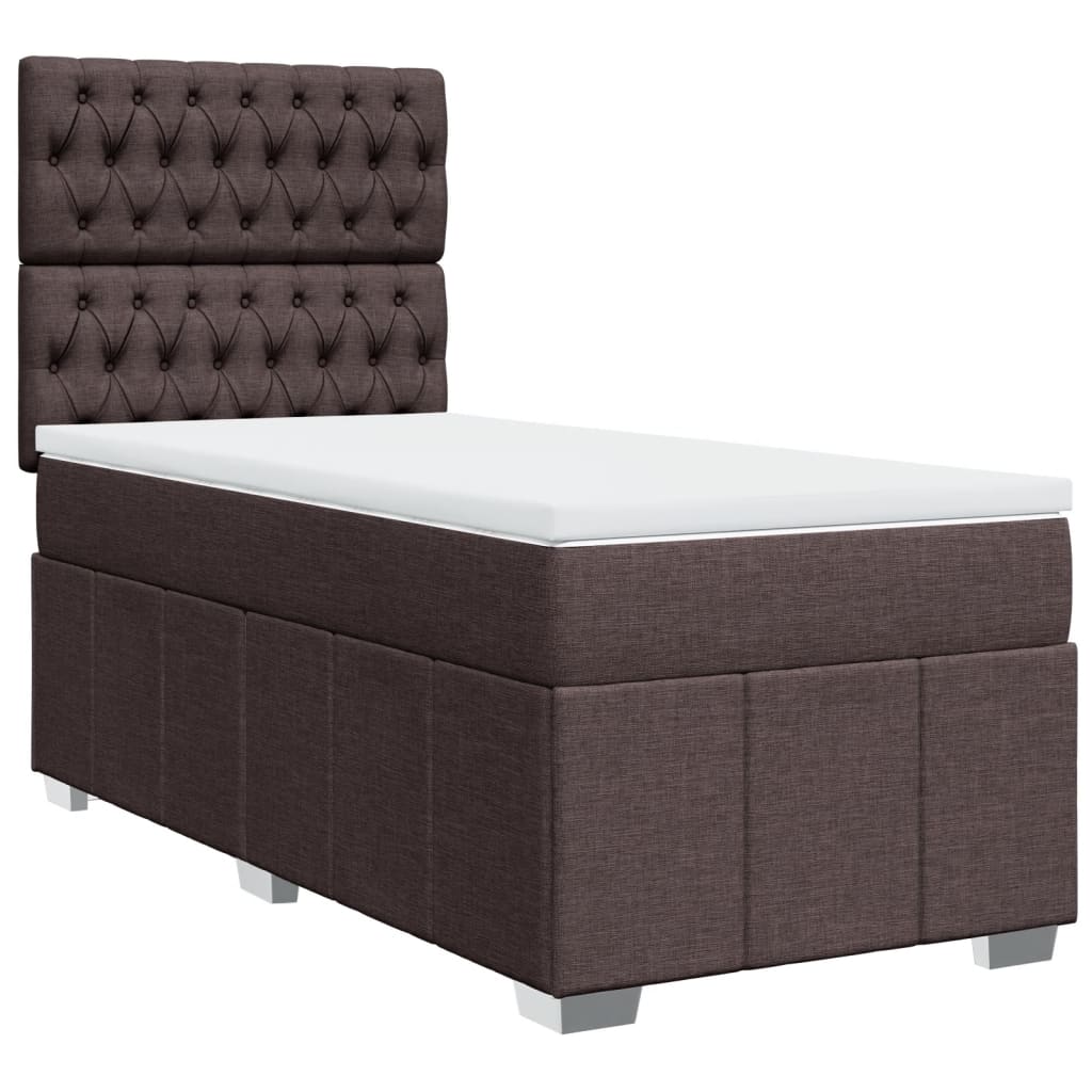 Giroletto a Molle con Materasso Marrone Scuro 100x200cm Tessuto | homemem39