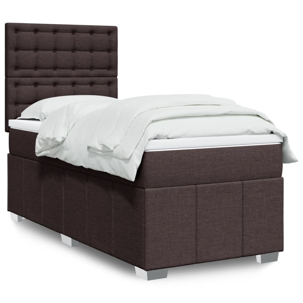 Giroletto a Molle con Materasso Marrone Scuro 100x200cm Tessuto | homemem39