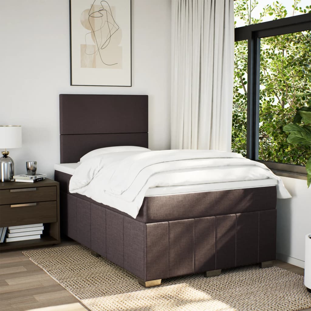 Giroletto a Molle con Materasso Marrone Scuro 120x190cm Tessuto | homemem39