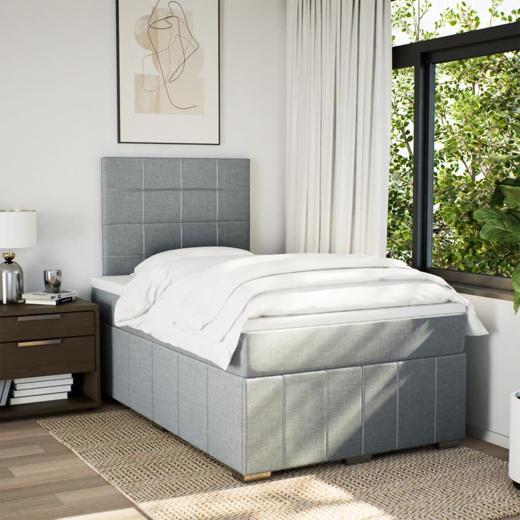 Giroletto a Molle con Materasso Grigio Chiaro 120x190cm Tessuto | homemem39
