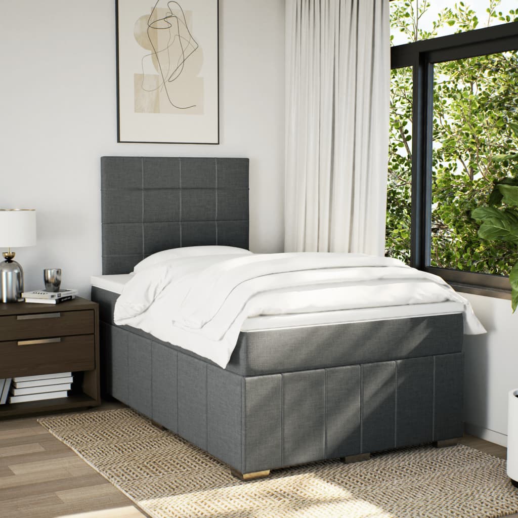 Giroletto a Molle con Materasso Grigio Scuro 120x190cm Tessuto | homemem39