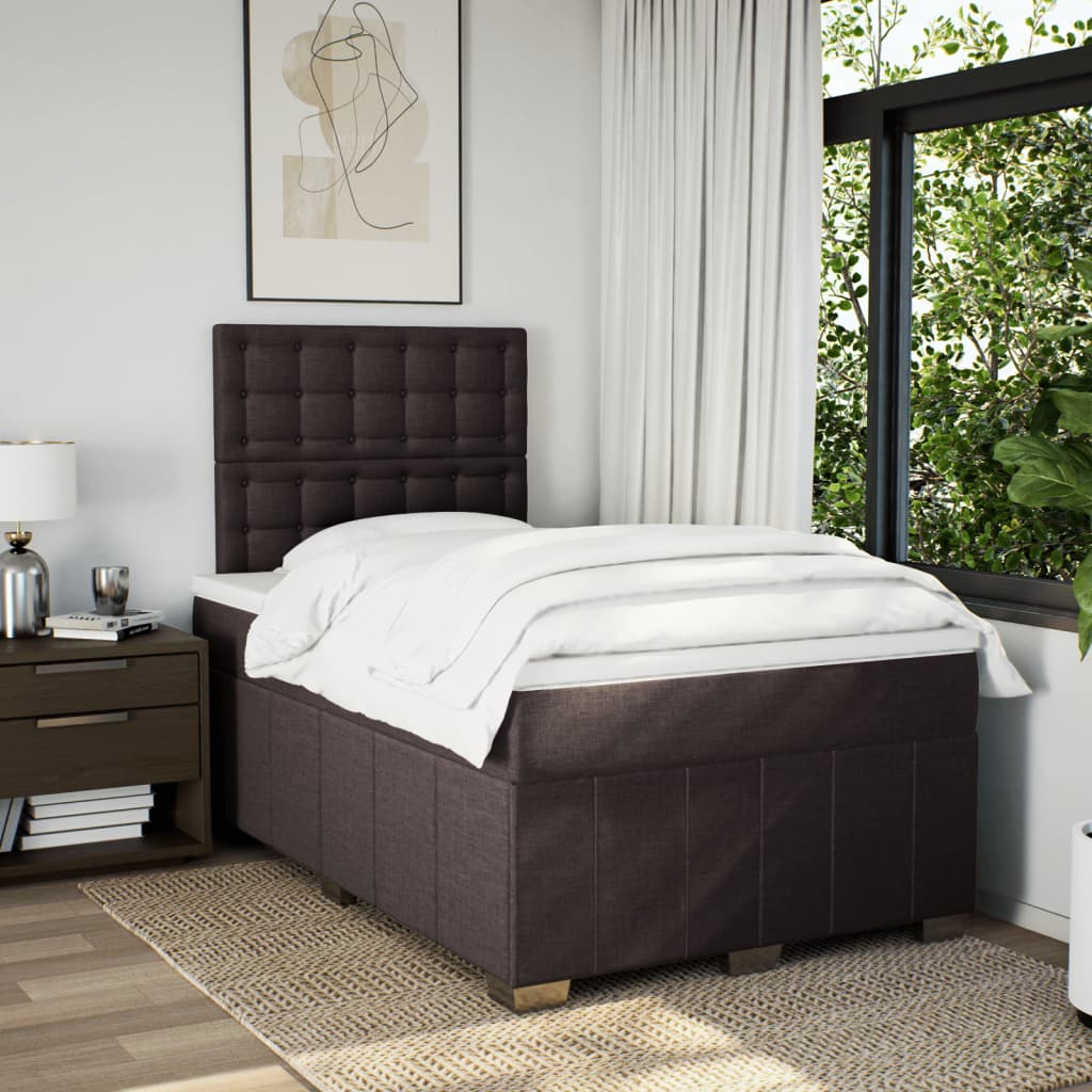 Giroletto a Molle con Materasso Marrone Scuro 120x190cm Tessuto | homemem39