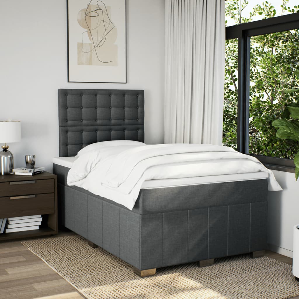 Giroletto a Molle con Materasso Grigio Scuro 120x200 cm Tessuto | homemem39
