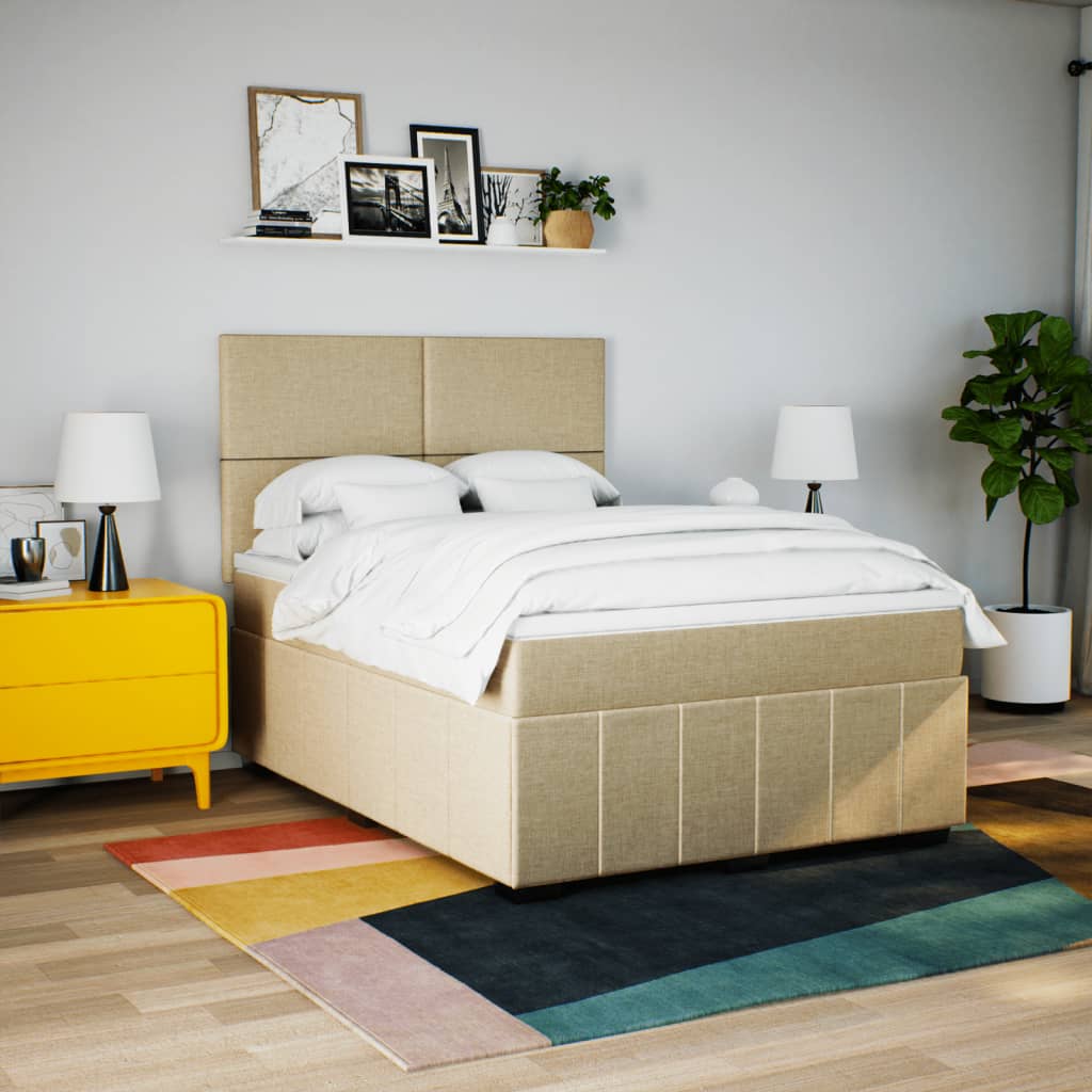 Giroletto a Molle con Materasso Crema 140x19 cm in Tessuto | homemem39
