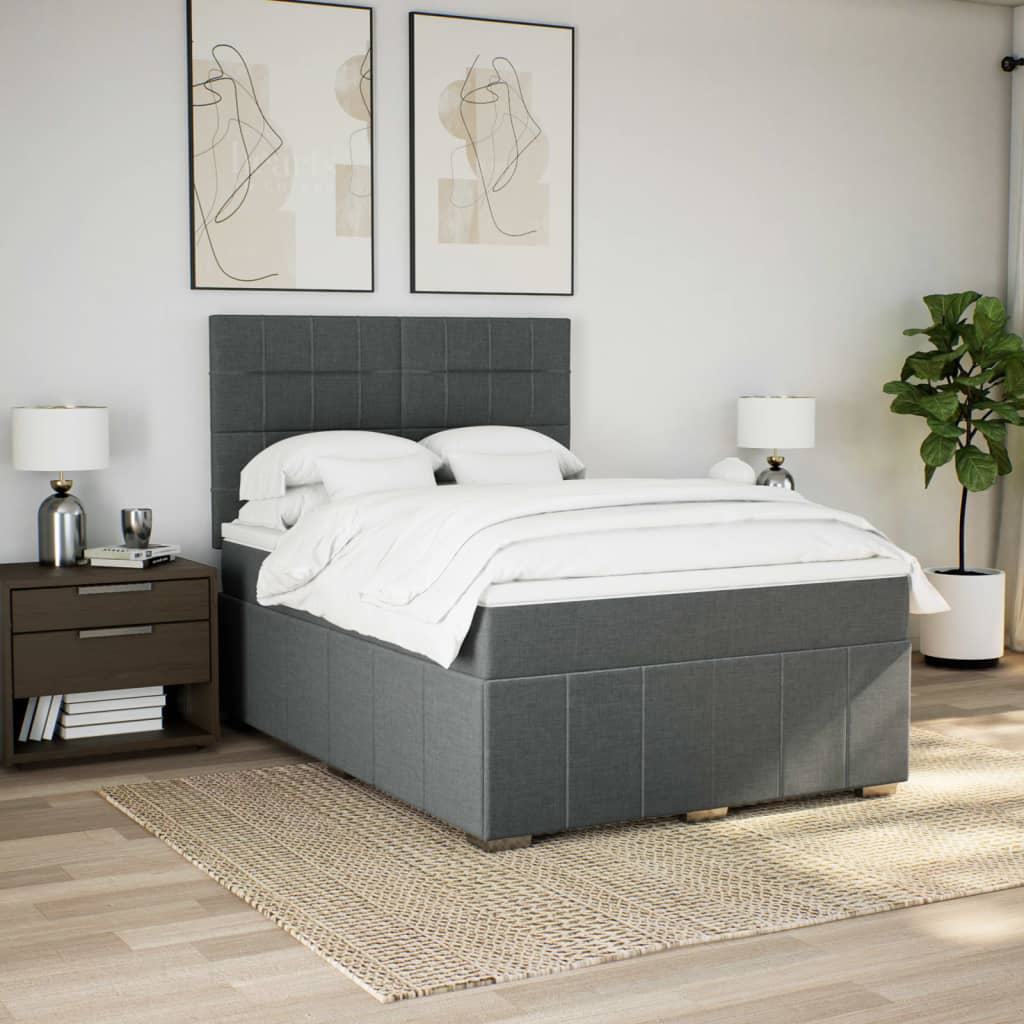 Giroletto a Molle con Materasso Grigio Scuro 140x190 cm Tessuto | homemem39