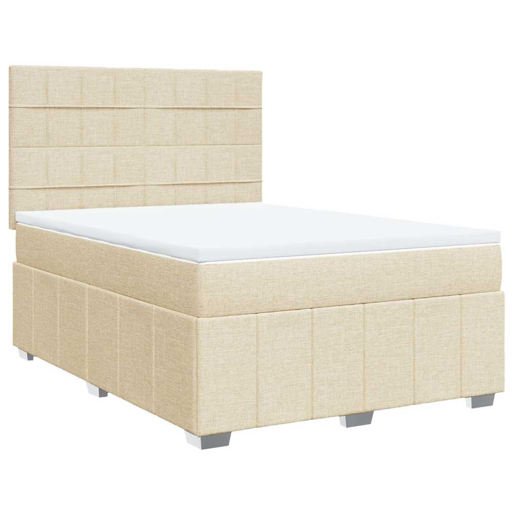 Giroletto a Molle con Materasso Crema 140x19 cm in Tessuto | homemem39