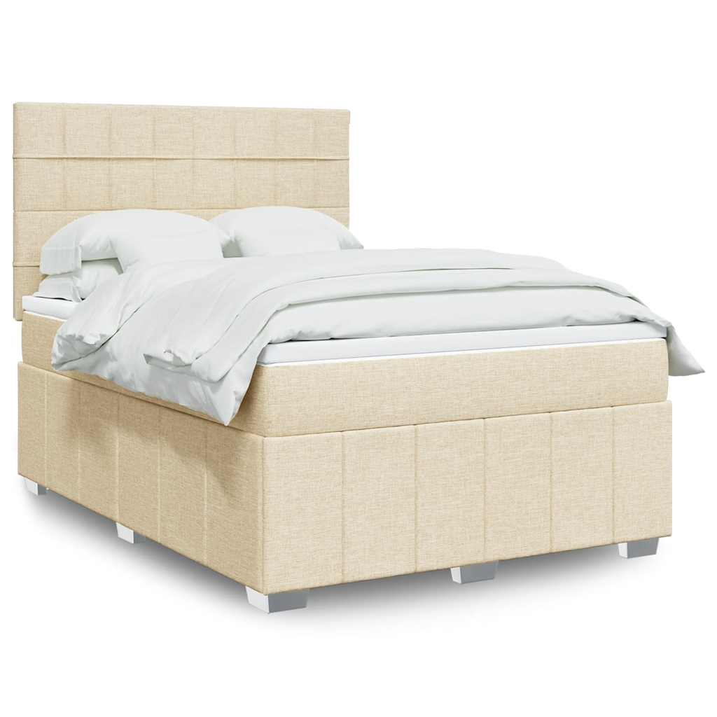 Giroletto a Molle con Materasso Crema 140x19 cm in Tessuto | homemem39
