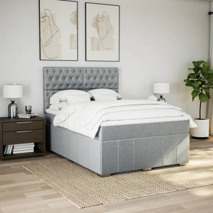 Giroletto a Molle con Materasso Grigio Chiaro 140x190cm Tessuto | homemem39