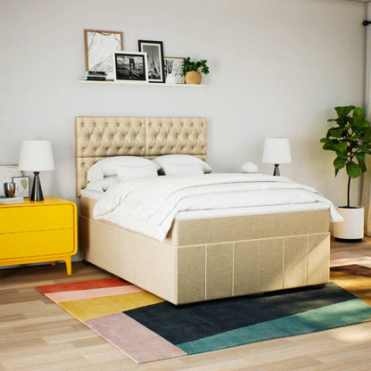 Giroletto a Molle con Materasso Crema 140x19 cm in Tessuto | homemem39