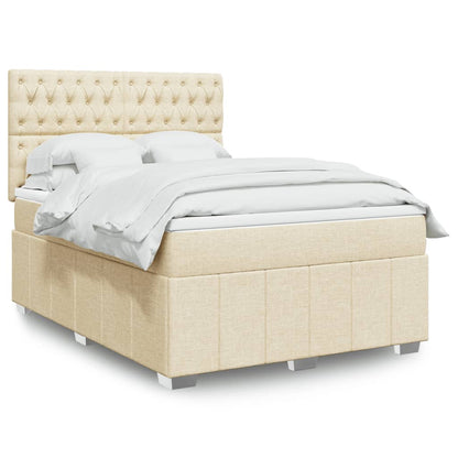 Giroletto a Molle con Materasso Crema 140x19 cm in Tessuto | homemem39