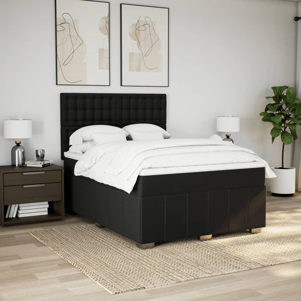 Giroletto a Molle con Materasso Nero 140x190 cm in Tessuto | homemem39