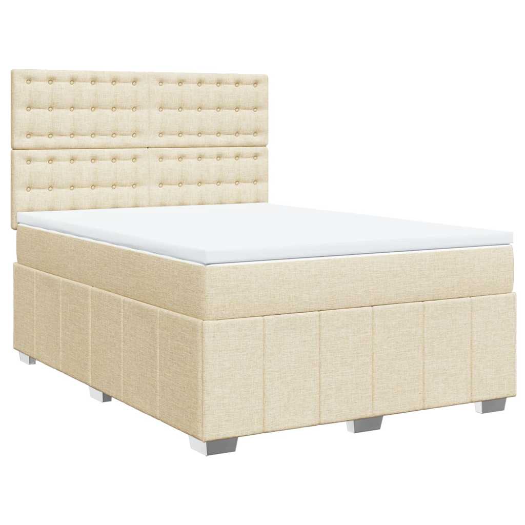 Giroletto a Molle con Materasso Crema 140x19 cm in Tessuto | homemem39