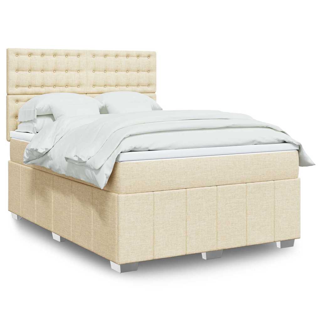 Giroletto a Molle con Materasso Crema 140x19 cm in Tessuto | homemem39