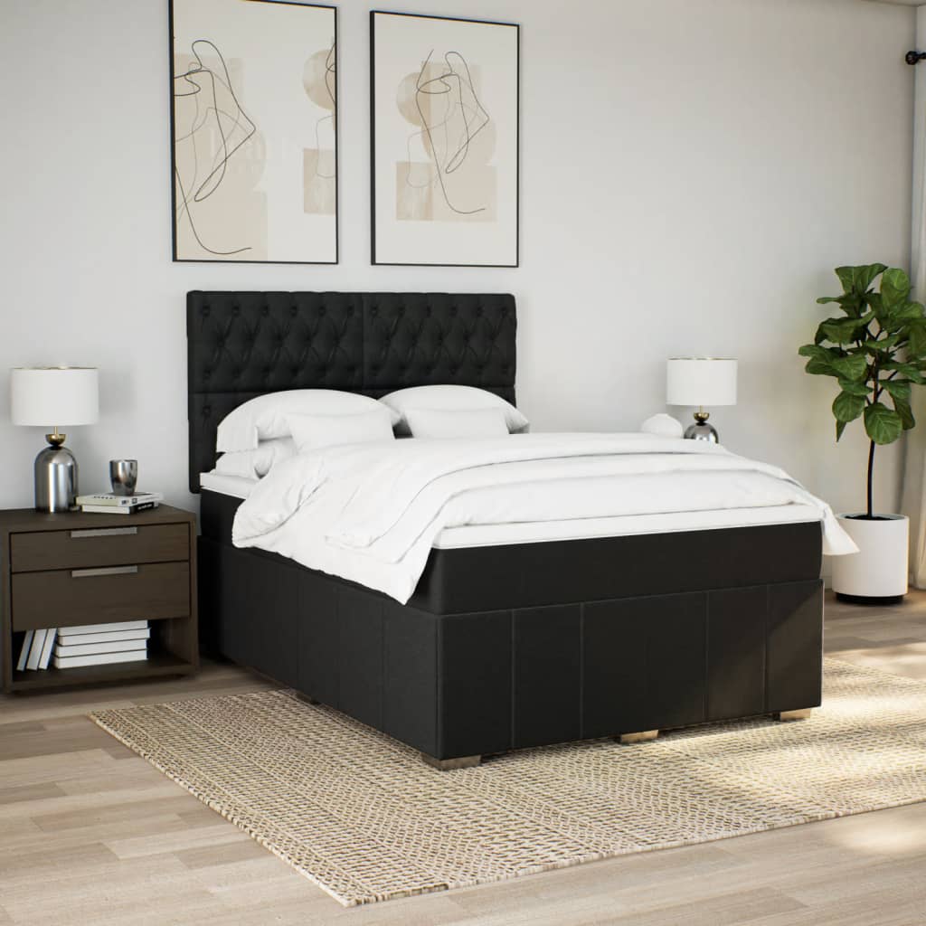 Giroletto a Molle con Materasso Nero 140x200 cm in Tessuto | homemem39