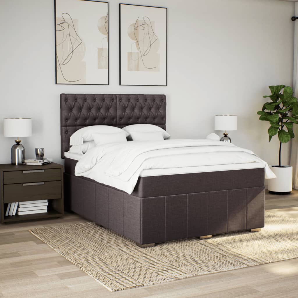 Giroletto a Molle con Materasso Marrone Scuro 140x200cm Tessuto | homemem39