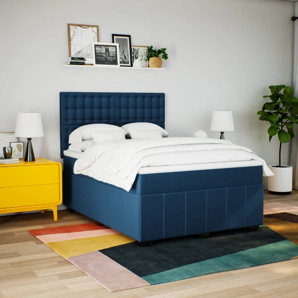 Giroletto a Molle con Materasso Blu 140x200 cm in Tessuto | homemem39