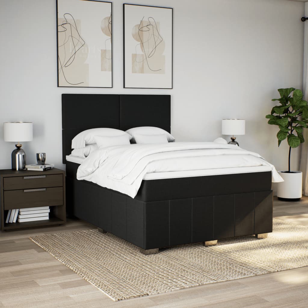 Giroletto a Molle con Materasso Nero 160x200 cm in Tessuto | homemem39