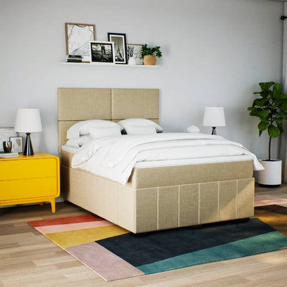 Giroletto a Molle con Materasso Crema 160x200 cm in Tessuto - homemem39